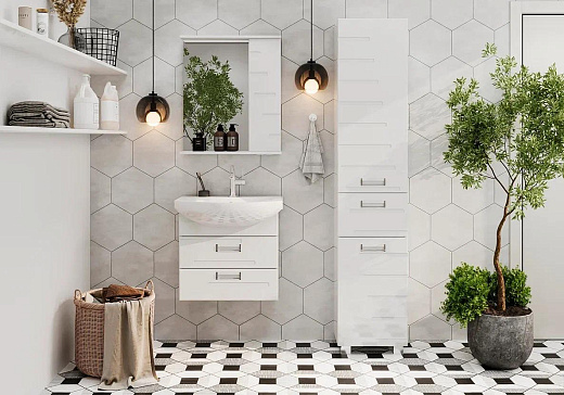 Шкаф с зеркалом Volna Joli 60 белый правый