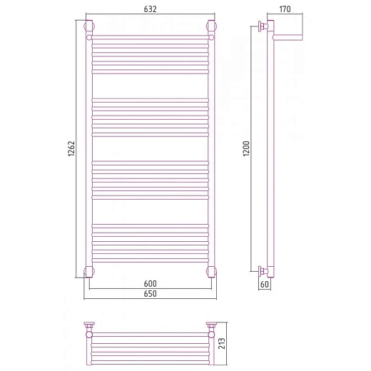 Полотенцесушитель водяной Сунержа Богема+ 15-0223-1260, 1200x600, с полкой, цвет тёмный титан муар Полотенцесушитель водяной Сунержа Богема+ 15-0223-1260, 1200x600, с полкой, цвет тёмный титан муар