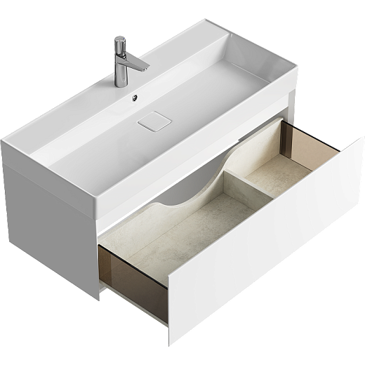 AQWELLA Geometria подвесная тумба с умывальником в комплекте 100 см, цвет белый матовый
