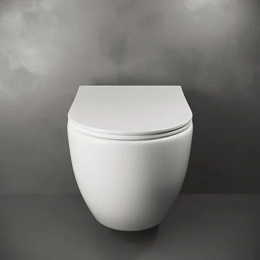 Подвесной унитаз Ceramicanova Mia Rimless с ультра-тонким сиденьем с микролифтом, безободковый, сантехфарфор, CN1805