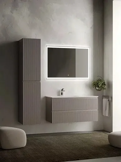 Тумба под раковину Sancos Snob R 100 см подвесная, левая, Doha Soft, SNR100LSM