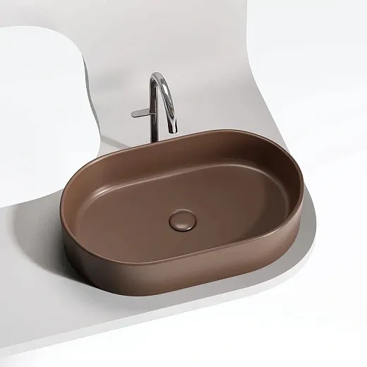 Раковина Ceramicanova Element CN6048MDB, 60 см, сантехфарфор, цвет темно-коричневый матовый