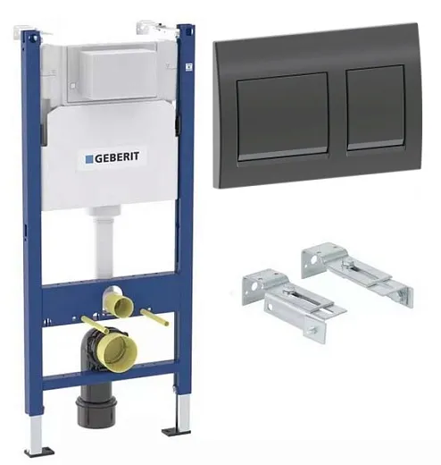 Инсталляция для унитаза Geberit Alpha 458.233.00.3A35Bc с кнопкой Geberit Alpha 35 чёрный хром