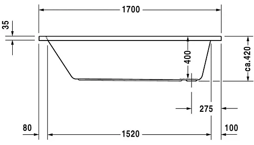 Ванна акриловая Duravit D-Code, белый, 170х70см,  700098000000000