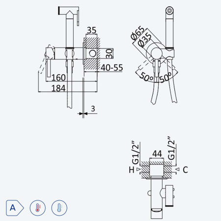 Гигиенический душ со смесителем Bruma Bidet 1078611MM Morning Mist сталь матовая Гигиенический душ со смесителем Bruma Bidet 1078611MM Morning Mist сталь матовая