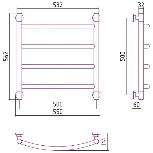 Полотенцесушитель водяной Сунержа Галант+ 12-0200-5050, 500x500, цвет белый