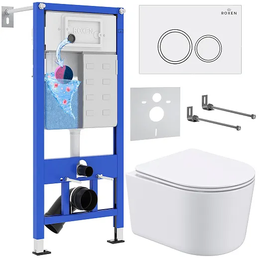 Комплект инсталляции с унитазом 6 в 1 Roxen StounFix Dual Fresh 906789 (состоит из: 710200, Santi 410260W, 530120-01)