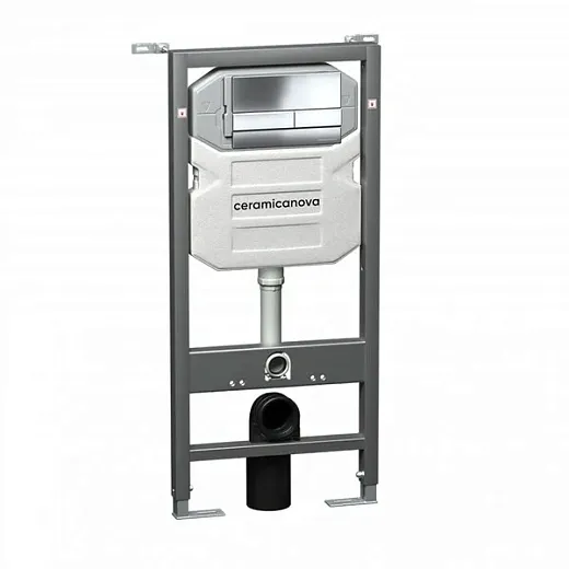 Инсталляция для унитаза Ceramicanova Envision CN1002CH/Flat, с кнопкой и креплениями, цвет хром