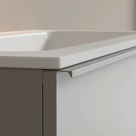 Тумба подвесная под столешницу Sancos Вельта (Velta) 120x45x50см, два ящика оснащенные доводчиками скрытого монтажа с системой плавного закрытия (Soft close), тёплый серый, VL120WG
