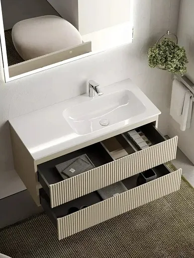 Тумба под раковину Sancos Snob R 100 см подвесная, правая, Beige Soft, SNR100RCE
