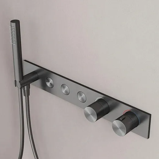 Душевая система Sancos Linn SC9023GG, термостатическая, вороненая сталь