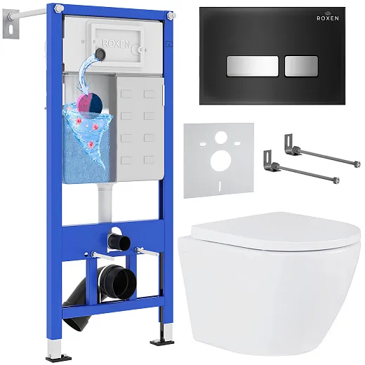 Комплект инсталляции с унитазом 6 в 1 Roxen StounFix Dual Fresh 643669 (состоит из: 710200, Glass 430280B, 530185-02)