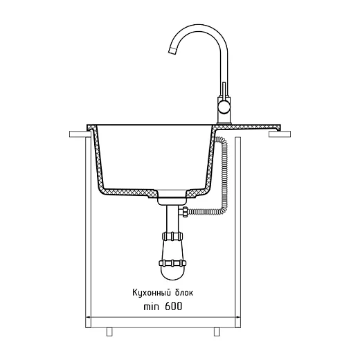 Мойка кухонная GF-UR-658L (черный)