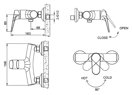 Смеситель Bravat Eler F9191238CP-01-RUS для душа