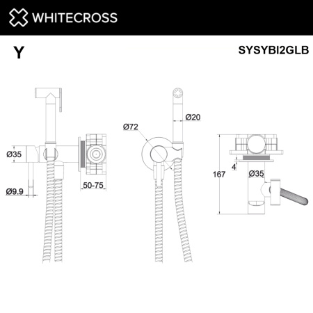 Смеситель с гигиеническим душем WHITECROSS Y SYSYBI2GLB (брашированное золото)