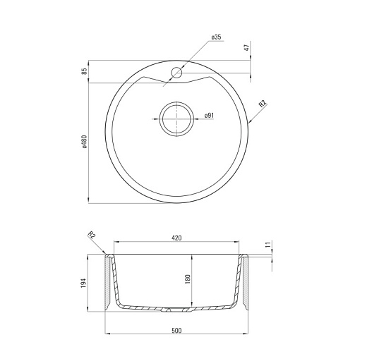 Кухонная мойка Deante Fiesta Solis ZRS_A803 48x48 алебастр