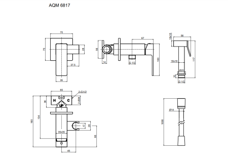 AQM6817GG AQUAme Savona Готовый комплект гигиенического душа (скрытый монтаж, латунная лейка), золото AQM6817GG AQUAme Savona Готовый комплект гигиенического душа (скрытый монтаж, латунная лейка), золото