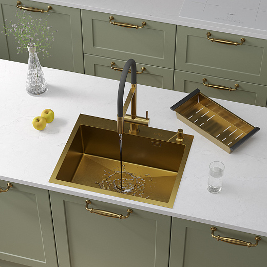 Кухонная мойка врезная Roxen Simple 60 PVD (gold)