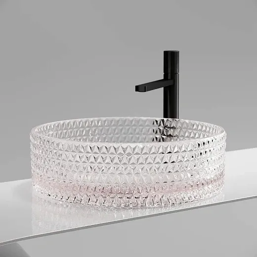 Раковина Ceramicanova Cristal CN6061, 36 см, стекло, цвет розовый
