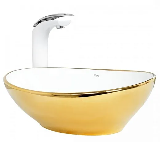 Умывальник Rea SOFIA GOLD / WHITE 41х34 золото/белый, REA-U0456S