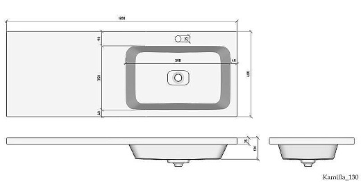 Накладной умывальник Madera Kamilla 130 R 4627173210584-б/о белый