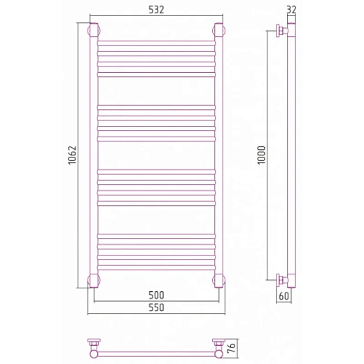 Полотенцесушитель водяной Сунержа Богема+, 1000x500, цвет золото, 03-0220-1050 Полотенцесушитель водяной Сунержа Богема+, 1000x500, цвет золото, 03-0220-1050