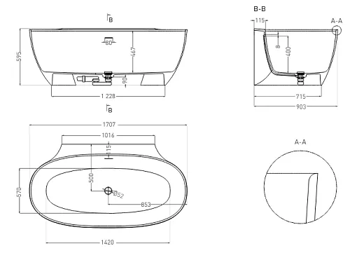 101915G Ванна пристенная Salini ALDA WALL 170x90 (S-Sense, глянцевый)