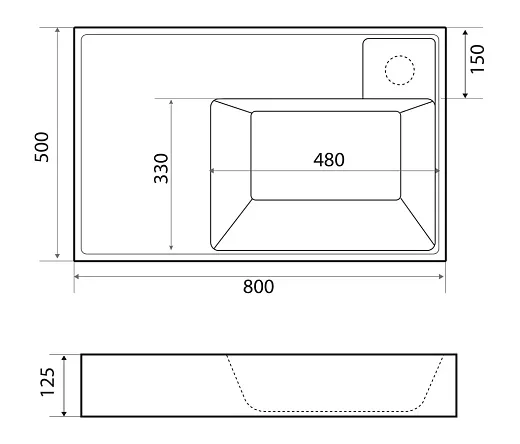 4627173210942 Раковина Madera Vega 80x50 см (для установки над стиральной машиной)