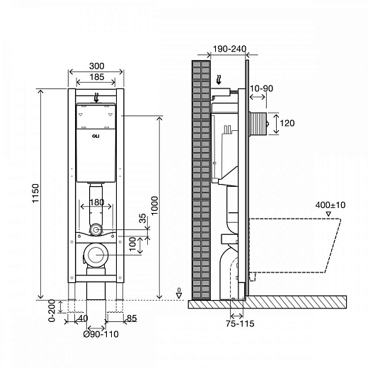 Система инсталляции для унитазов OLI Quadra 886667 (механическая)