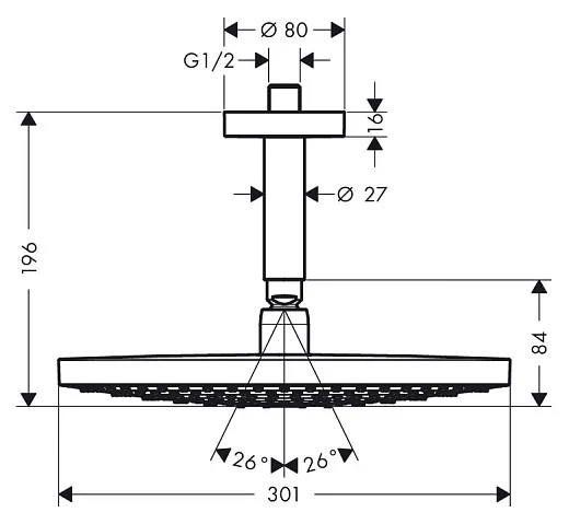 Верхний душ Hansgrohe Raindance Select S 300 2jet 27337400