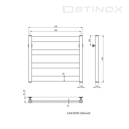 Полотенцесушитель водяной Stinox San Remo 500x500 чёрный матовый