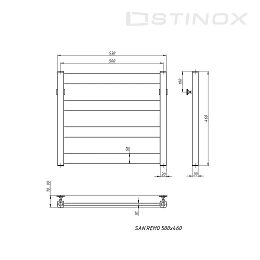 Полотенцесушитель водяной Stinox San Remo 500x500 чёрный матовый
