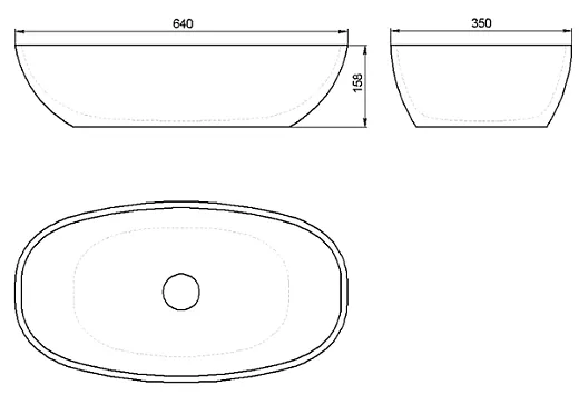 Умывальник Holbi Tefia 64х35см из Solid Surface, 1.02.008.11.1.3.1