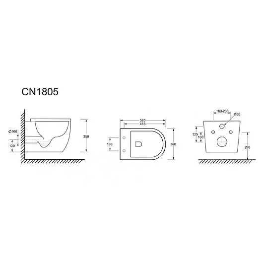 Инсталляция Jacob Delafon с безободковым унитазом Ceramicanova Mia Rimless сиденье микролифт, E29025-NF/CN1805, сантехфарфор