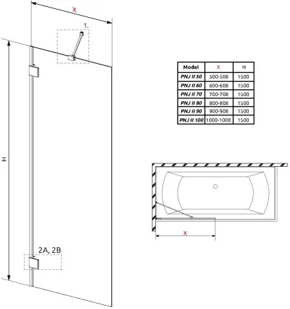Шторка на ванну Radaway Essenza Pro Gold PNJ 80 (прозрачное/золото)