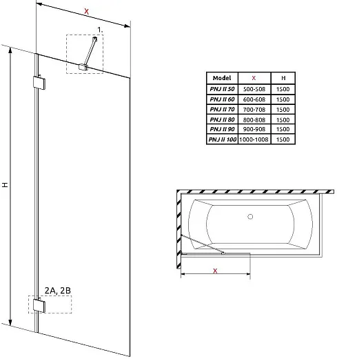 Шторка на ванну Radaway Essenza Pro Gold PNJ 80 (прозрачное/золото)