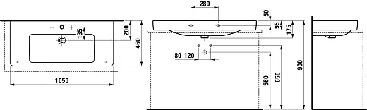 Умывальник угловой Laufen Pro 105х46см, 8159660001041