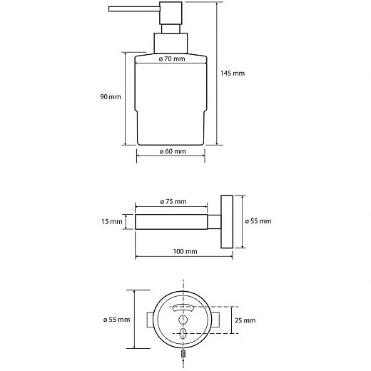 Дозатор для мыла Bemeta Hematit 159109102, антрацит глянец