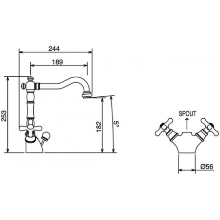 Смеситель для умывальника LaTorre Leonardo 23702 RE BR бронзовый