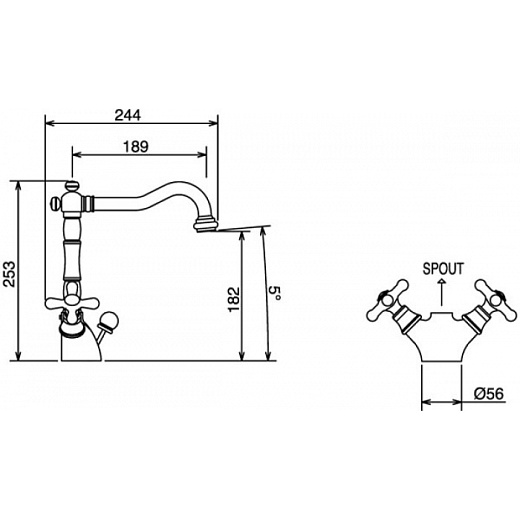 Смеситель для умывальника LaTorre Leonardo 23702 RE BR бронзовый