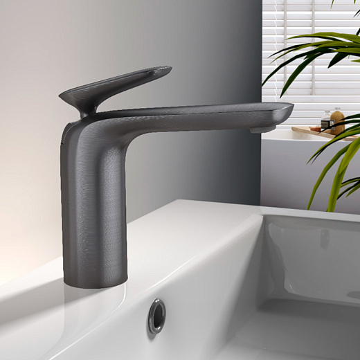 AQM6510GM AQUAme Como Смеситель для раковины однорычажный, серый матовый