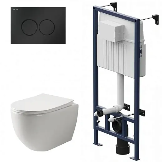 Инсталляция Am.Pm ProC с безободковым унитазом Ceramicanova Mia Rimless сиденье микролифт, сантехфарфор, клавиша смыва, I012707/CN1805/I070138