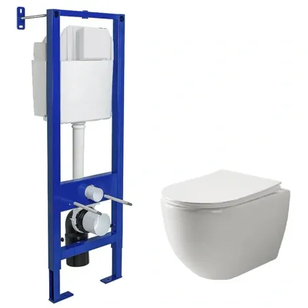 Инсталляция Berges Atom с безободковым унитазом Ceramicanova Mia Rimless сиденье микролифт, 040330/CN1805, сантехфарфор