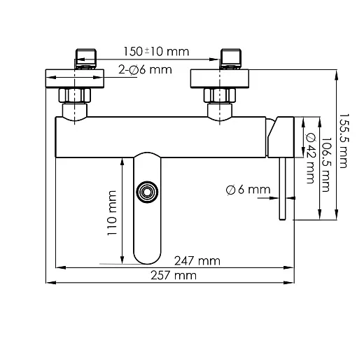 Смеситель для ванны и душа WasserKraft Niers, графит, 3001GR