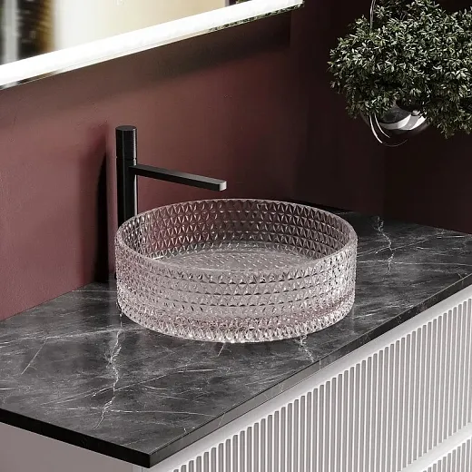 Раковина Ceramicanova Cristal CN6061, 36 см, стекло, цвет розовый