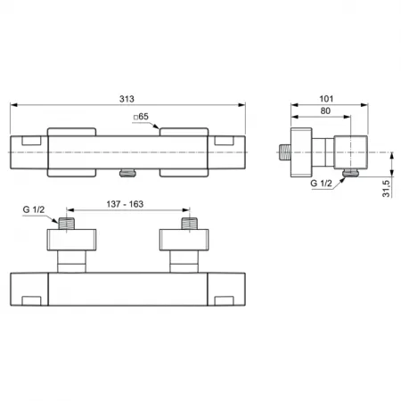 Смеситель для душа настенный термостатический  Ideal Standard CERATHERM C100 A7533AA