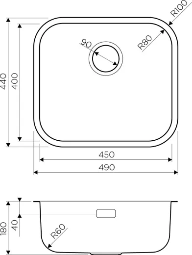Кухонная мойка Omoikiri Omi 49-U-IN 4993066 нержавеющая сталь