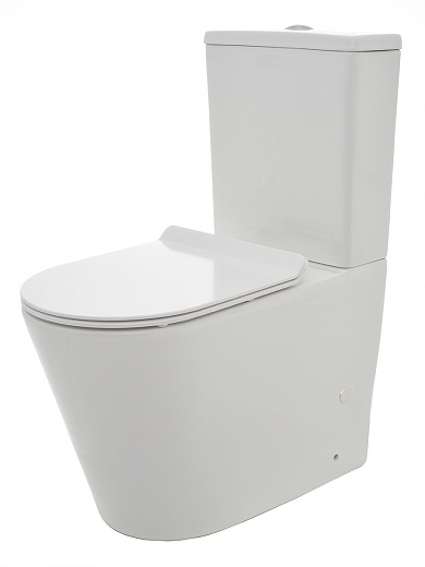 AQM1001 Унитаз AQUAme напольный Rimless c сиденьем SoftClose, горизонтальный выпуск. 670x360x445мм