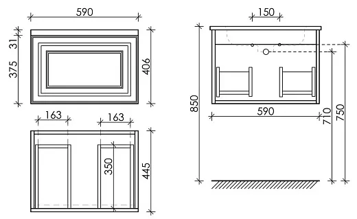 Тумба под раковину Sancos Very VR60W 60 см, подвесная, цвет Bianco