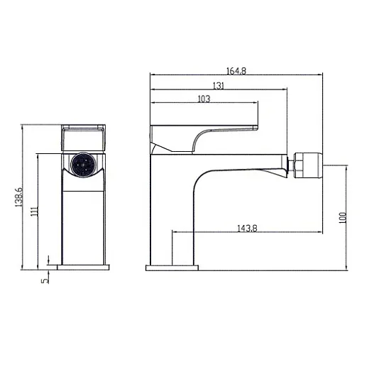 Смеситель для биде однорычажный Villeroy&Boch Architectura Square, TVB12500100061